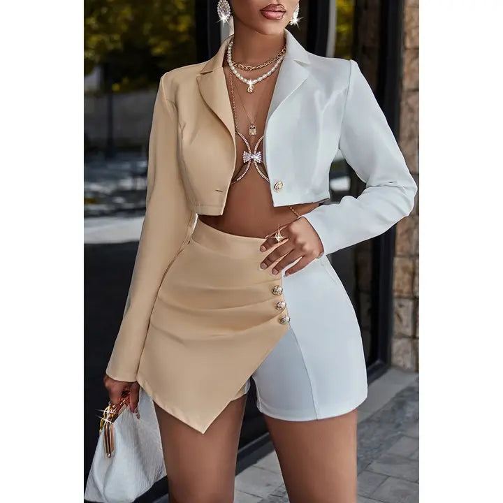 Button Trim Front Open Two Pieces